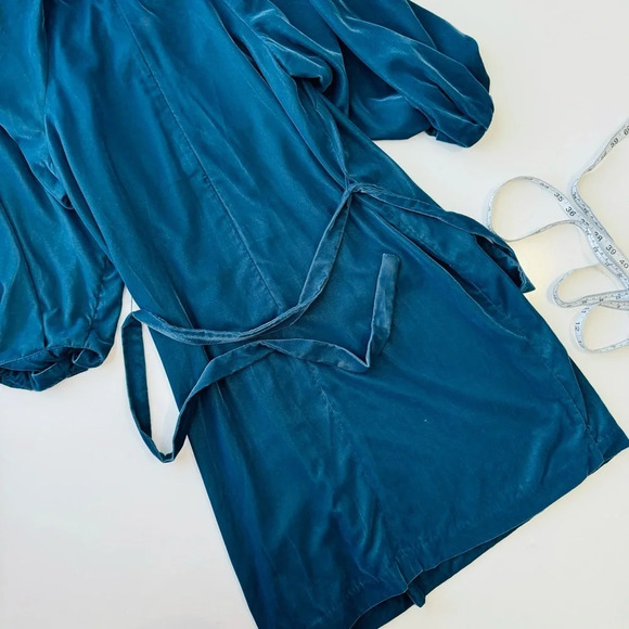 Ann Taylor Velvet Belted Shift Dress Dark Teal Blue Size 4P - Picture 14 of 15